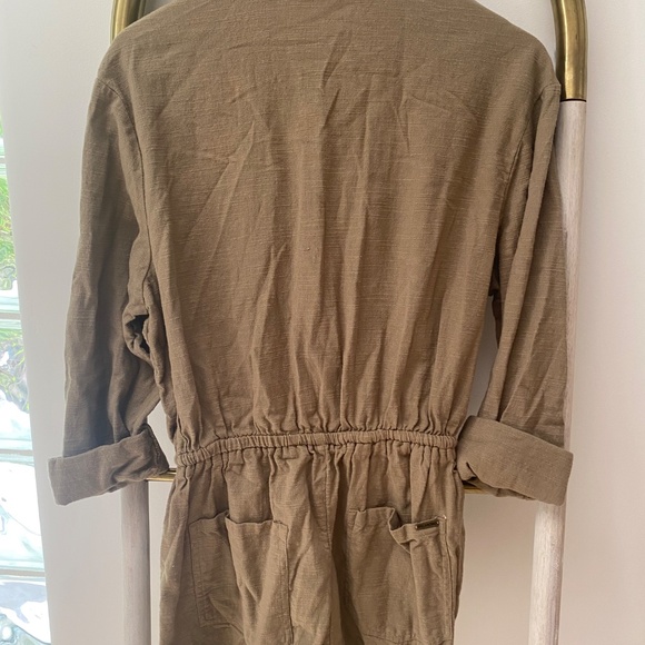 Billabong 100% Cotton Summer Safari Long Sleeves Army Green Romper Size M - Picture 4 of 7